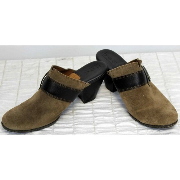BOC Handcrafted Brown on Brown Leather Buckle Mule Sz10 SlipOn Comfort Shoe Clog - Picture 6 of 10